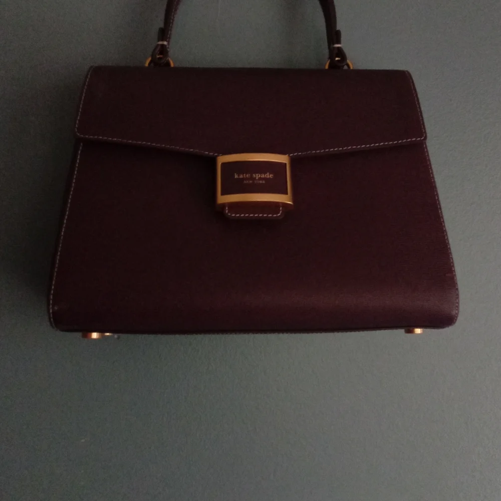Kate Spade New York Burgundy Leather‎ Top Handle Satchel Bag Gold Hardware
